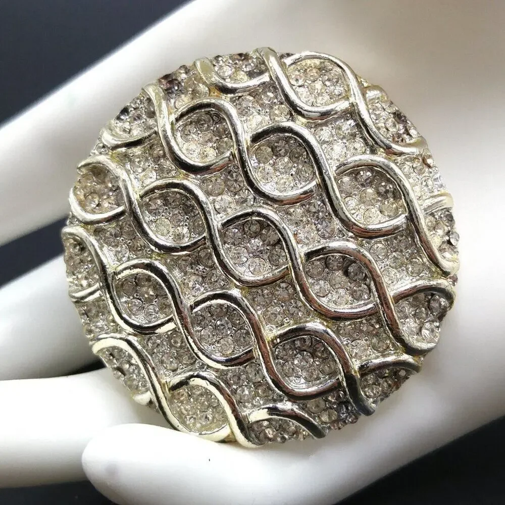 Vintage Kramer Rhinestone Brooch, Figure 8 Design, Missing Stones, Repair Pin